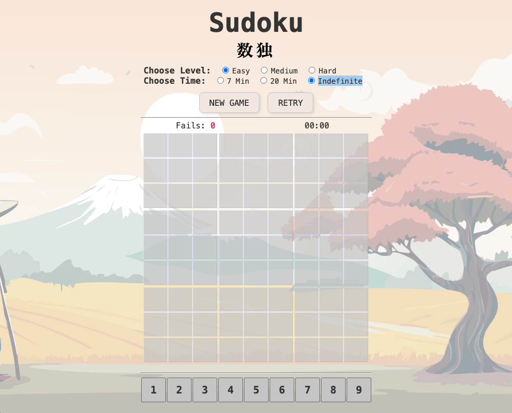 sudoku game page screenshot